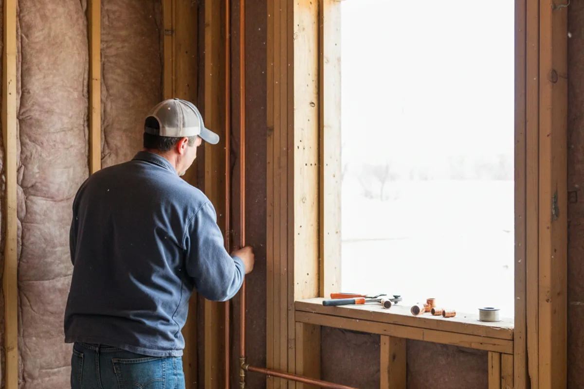 Licensed plumber running new copper supply lines in a Mooresville home