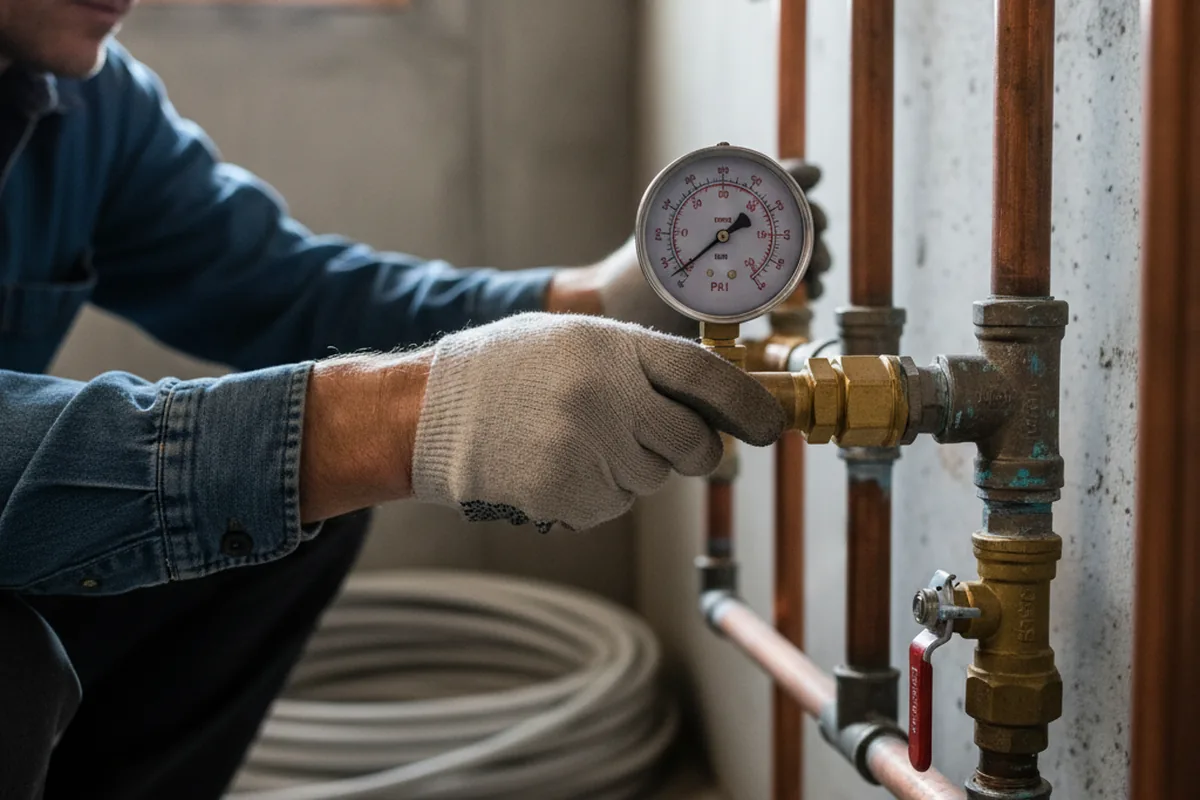 Pressure testing a repaired line during Water Line Repair in Mooresville